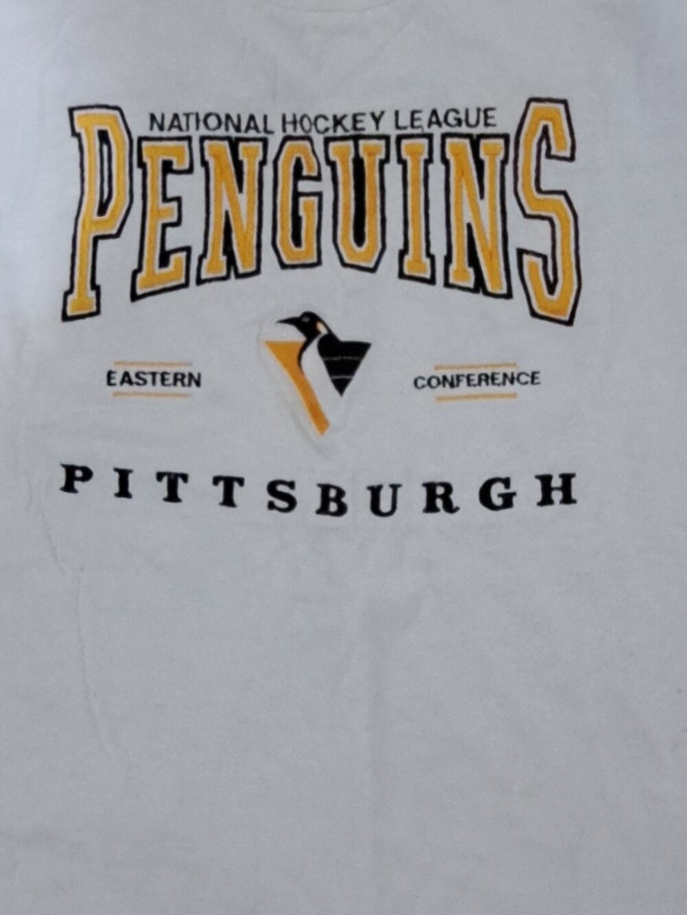Lee White Pittsburgh Penguins Graphic Tee with Yellow & Black Accents